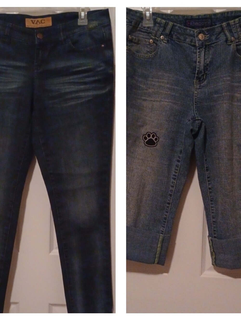 Women's Dark Blue  Slim Jeans And Light Blue Capri Jeans Size 8